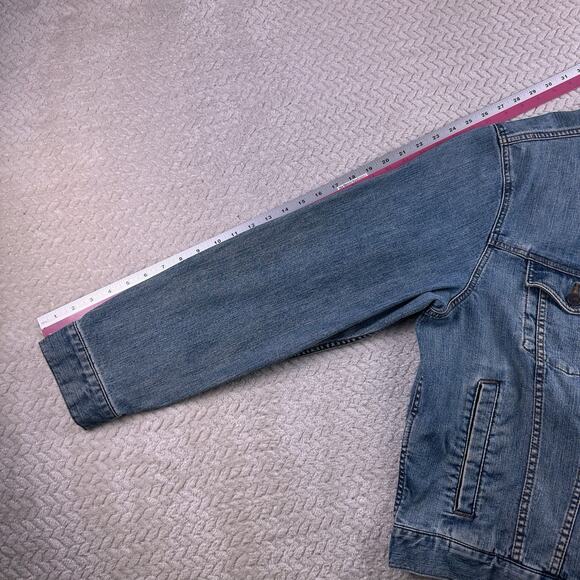 Eddie Bauer Trucker Jean Jacket Mens XL Denim Blue Cowboy motorcycle Grunge - Picture 9 of 14